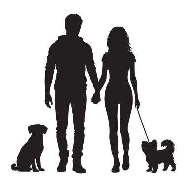 Yürüyen Köpekler Romantik Yürüyüş Çizimi