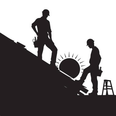 Roofer İnşaat İşçisi Yapı Vektörü Grafik Resimlerinin Silueti