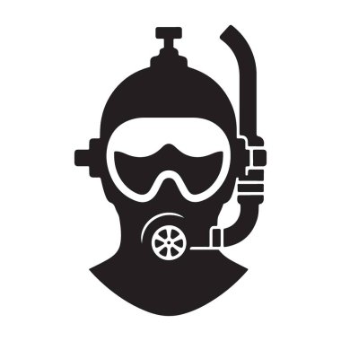 Sualtı Maceraları için Dalış Maskesi Siluet Vektörü İllüstrasyonu