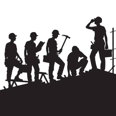 İnşaat İşçileri Siluet Vektör İnşaat Ekibi Proje Resimleri