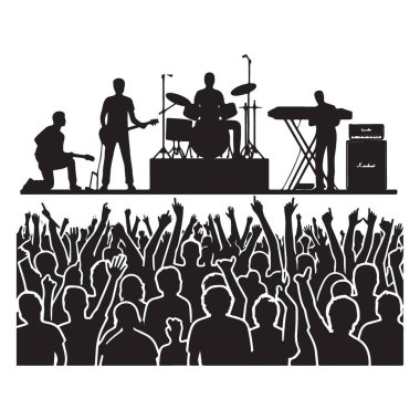 Rock Orkestrası Silueti Neşeli Seyircilerle Canlı Konser Veriyor