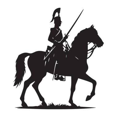 Askeri tarih için atlı süvari silueti vektör illüstrasyon tasarımı