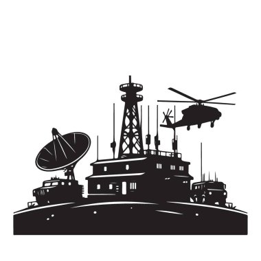 Radar Helikopter ve Araçlarla Askeri Üs Görüntü