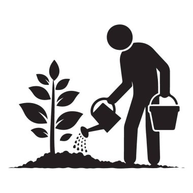 Yeni Bir Başlangıç Yetiştirme Yetiştirme Bahçıvanı Sulama Tohum İllüstrasyonu