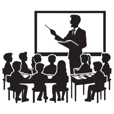 Siluet Öğretmeni Öğrenci Öğretme ve Eğitim Vektörü
