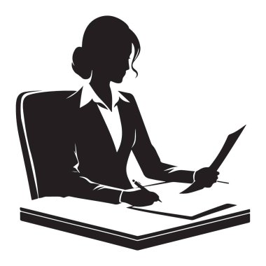 Masasında Çalışan İş Kadınlarını Güçlendiren Siluet Çizelgesi