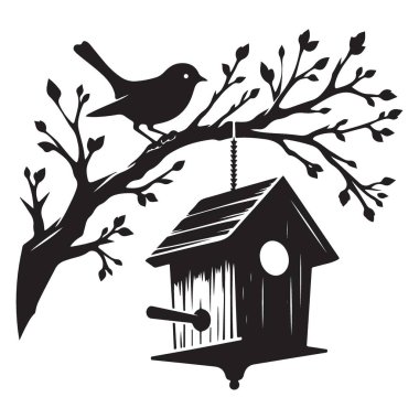 Siluet Kuş Evi, Doğa ve Vahşi Yaşam Davetiyesi Dalından Sallanıyor