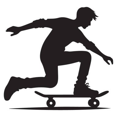 Kaykaycı Siluet Adam Kaykay Resimlerinde Numara Yapıyor