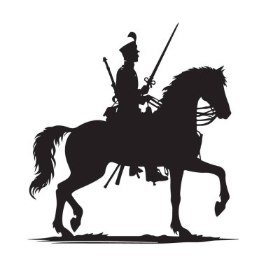 Binicilik Subayı Siluet Vektör Sanatı Askeri Tarihi simgeliyor