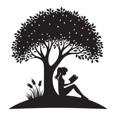 Gölge ağacının altında kitap severler için huzurlu anlar okumak.