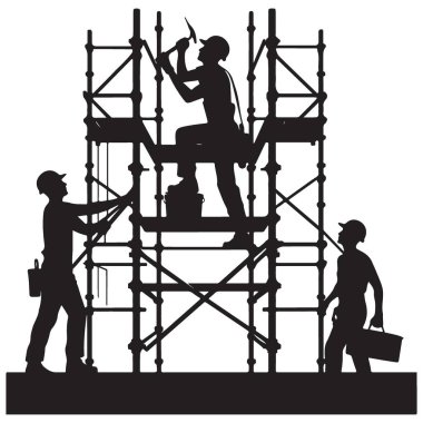 İnşaat İşçileri Yapı Yapısı Siluet Vektör Çizimi Tasarımı
