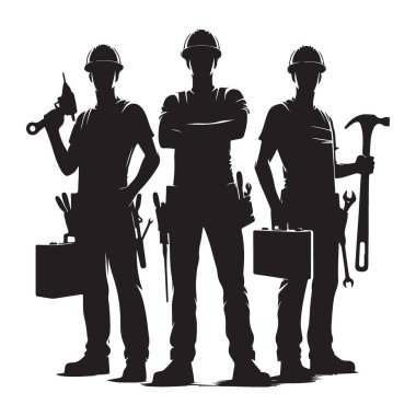 İnşaat işçileri siluet tutma araçları herhangi bir proje için hazır