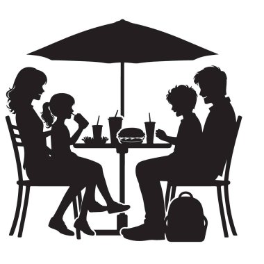 Aile Yemeği Yaratıcı Projeler İçin Açık havada Siluet İllüstrasyonu
