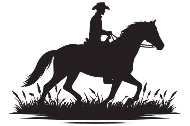 Kovboy atı siluet vektör batı macera manzarası