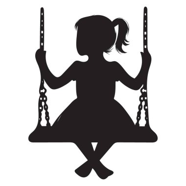 Swing Vector Illustration Design 'daki Kız Silueti