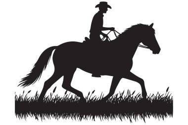 Kovboy 'un Otlakta At Sürüşünün Silueti