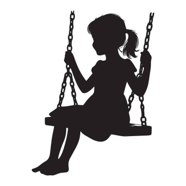 Çocukluk Eğlencesinin Siluet Resimli Sallanan Kız