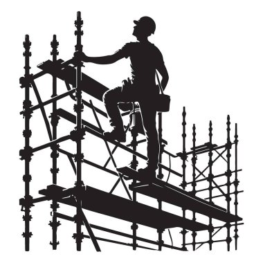 İnşaat İşçisi İskelesi Yapı Alanları için Siluet Çizimi