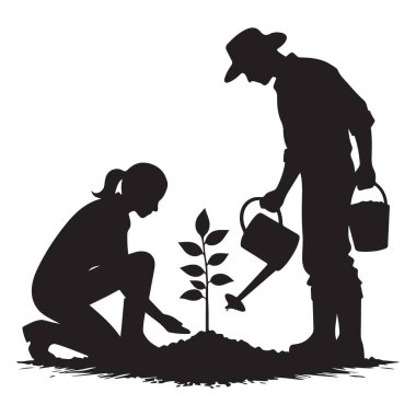 Çevre için Çift Dikme Ağacı Silüeti Vektörü ResimleriName