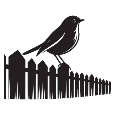 Çit Vektörü Sanat Grafik Tasarımı Üzerine Siluet Kuşu
