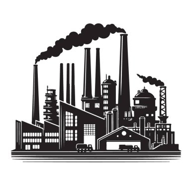 Çevresel Bilinç İçin Duman Emisyonlu Siluet Fabrikası İllüstrasyonu