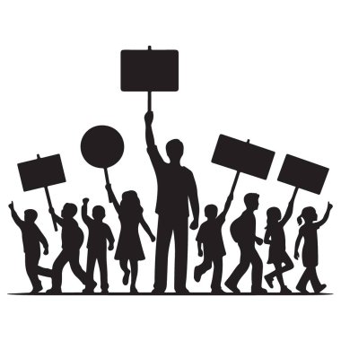 Siluet Protesto Yürüyüşü Sosyal Adalet İllüstrasyonuna Yol Açtı