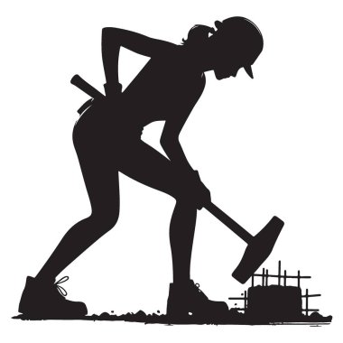 İnşaat işçisi silueti vektör illüstrasyon ve sanat çalışmaları