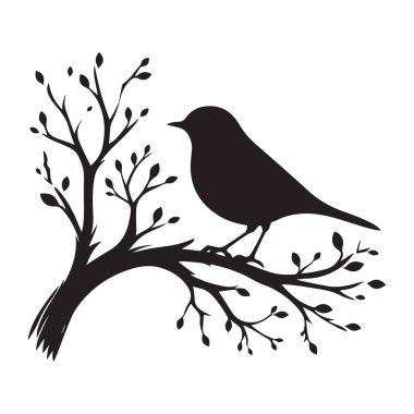 Doğayı Sevenler İçin Basit Vektör Resimde Kuş Silueti