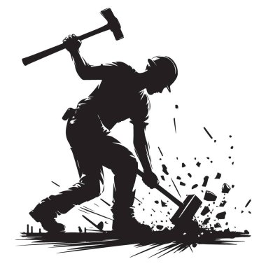 Balyoz Silueti Güçlü İşgücü Resimlerine sahip İnşaat İşçisi