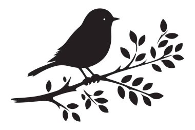 Siluet Kuş tünemiş Şube Sembol Özgürlük Doğa İllüstrasyonu