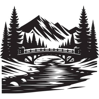 Güzel vektör doğa manzaralı sakin dağ manzarası