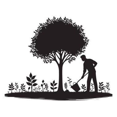 Bahçıvan Ağacı Silueti Vektör Grafik Tasarım Çizimi