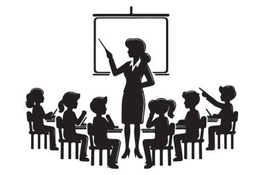 Sınıf Silueti Çizim Öğretmeni Öğrencilere Eğitimi Açıklıyor