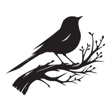Bölüm Çekici Doğa Vektörü Tasarımı Üzerine Songbird Silueti İllüstrasyonu
