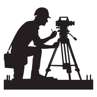 Malzeme Vektörü İllüstrasyon İndirme Kullanan Araştırmacı Silueti