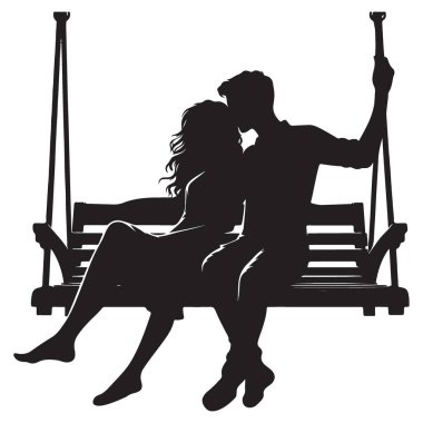 Romantik Çift Silueti Vektör Sanatı Birlikte Aşk Dönüşü Çizimi
