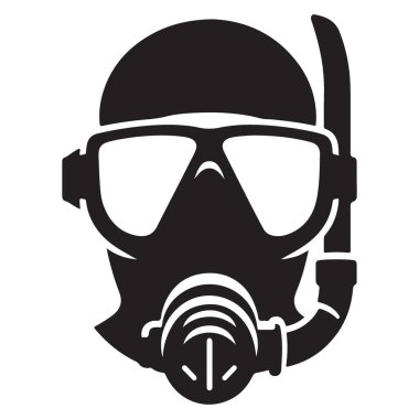 Scuba Dalış Maskesi Siluet Vektör Tasarım Resimlendirme Kaynağı