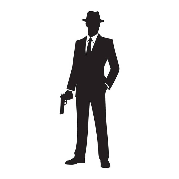 Силуэт человека Vector Art Holding Gun