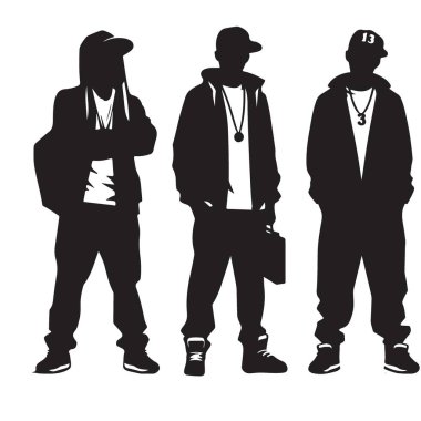Urban Fashion Style 'da Üç Genç Adam' ın Silueti