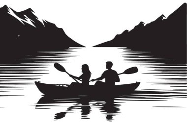 Tasarımcılar için Siluet Çift Kürek Çeken Kano Macera Vektörü ResmiName