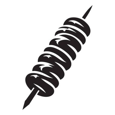 Şişlemeli Et Silueti Barbekü Izgara Vektör Çizim Tasarımı