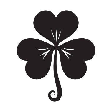 Siluet Üç Yaprak Yonca Çizimi İrlanda Sembol Vektör Tasarımı