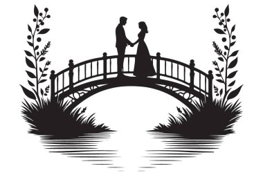 Köprü Resimlerinde Romantik Öyküler İçin Siluet Çifti