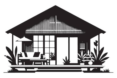 Plaj Evi Vektör Resimleri Cennet Kaçışı İçin Rahatlatıcı