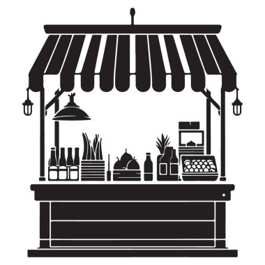 Geleneksel Çiftçi Market Taşlama Vektör Resimlerinin Siyah Silueti