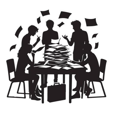 Ofisteki Belgelerle Takım Çalışmalarının Siluet ResmiComment