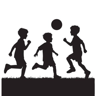 Siluet Çocuklar Futbol Oynuyor Birlikte Dışarıda Eğleniyoruz