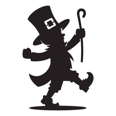 Siluet çizimi bir leprikonun bastonla dans edişinin