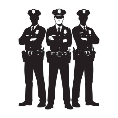 Güçlü polis memurları vektör çizimi göreve hazır.