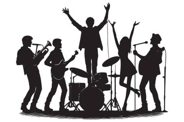 Heyecan verici Siluet Grubu Canlı Müzik Konseri İllüstrasyonu